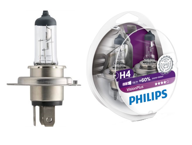 Philips visionplus h4 12v 60/55w +60% światła 2szt , żarówka