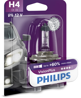 Philips visionplus h4 12v 60/55w +60% światła 1szt , żarówka