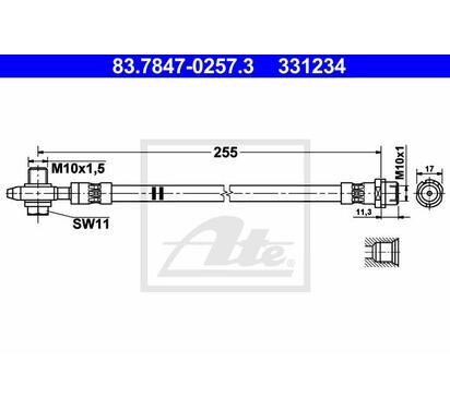 83.7847-0257.3
ATE
Przewód hamulcowy elastyczny
