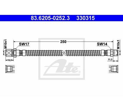 83.6205-0252.3
ATE
Przewód hamulcowy elastyczny
