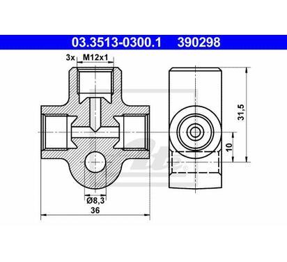 03.3513-0300.1
ATE
Łącznik / rozgałęziacz, przewody sztywne
