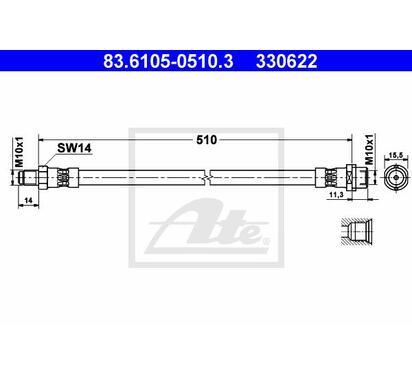 83.6105-0510.3
ATE
Przewód hamulcowy elastyczny
