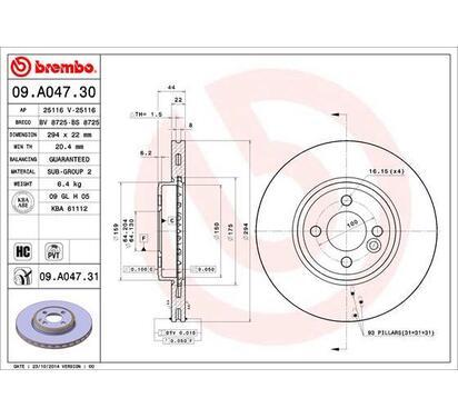 09.A047.31
BREMBO
Tarcza hamulcowa
