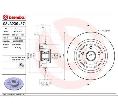 08.A239.37
BREMBO
Tarcza hamulcowa
