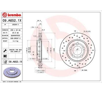 09.A652.1X
BREMBO
Tarcza hamulcowa
