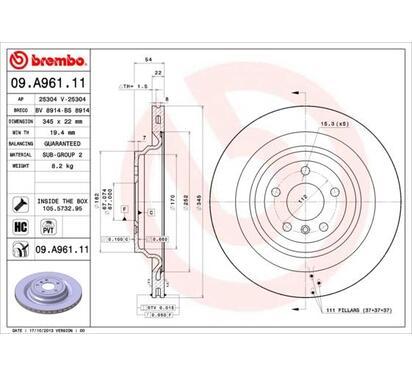 09.A961.11
BREMBO
Tarcza hamulcowa
