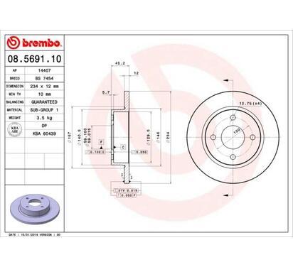 08.5691.10
BREMBO
Tarcza hamulcowa
