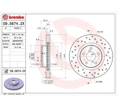 09.5674.2X
BREMBO
Tarcza hamulcowa
