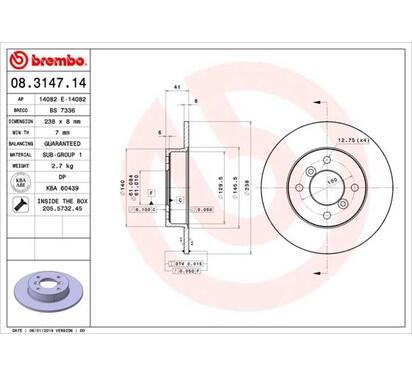 08.3147.14
BREMBO
Tarcza hamulcowa
