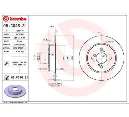 08.C046.31
BREMBO
Tarcza hamulcowa
