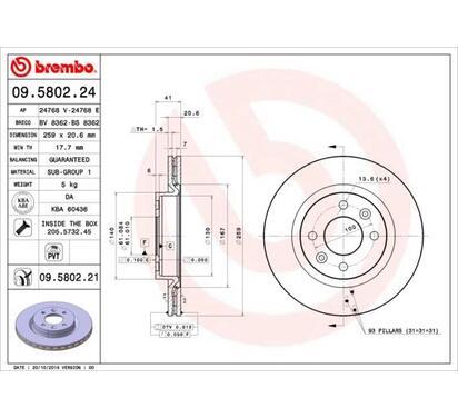 09.5802.21
BREMBO
Tarcza hamulcowa
