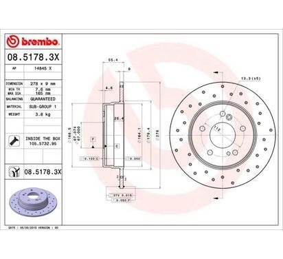 08.5178.3X
BREMBO
Tarcza hamulcowa
