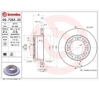 09.7263.20
BREMBO
Tarcza hamulcowa
