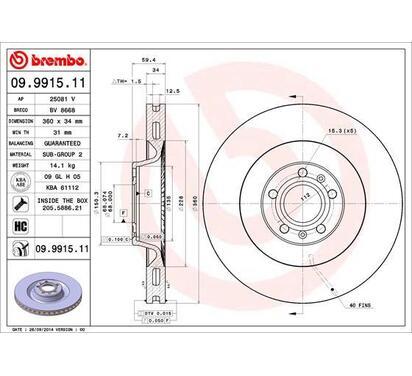 09.9915.11
BREMBO
Tarcza hamulcowa
