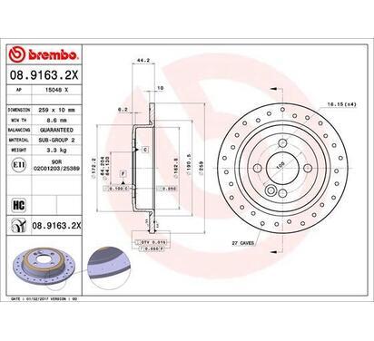 08.9163.2X
BREMBO
Tarcza hamulcowa
