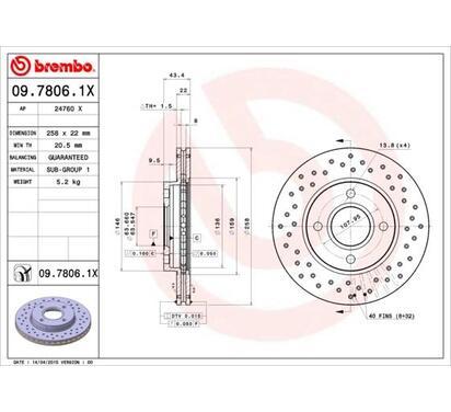 09.7806.1X
BREMBO
Tarcza hamulcowa
