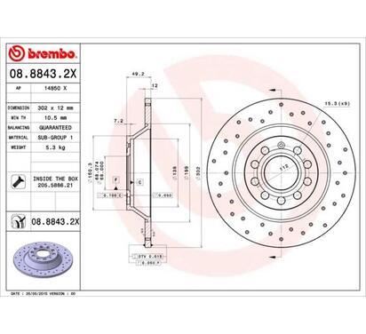 08.8843.2X
BREMBO
Tarcza hamulcowa
