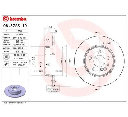 08.5725.10
BREMBO
Tarcza hamulcowa
