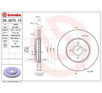 09.A275.10
BREMBO
Tarcza hamulcowa
