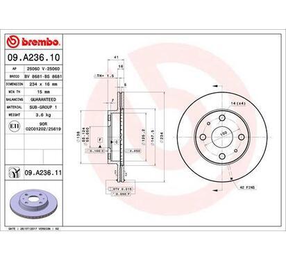 09.A236.11
BREMBO
Tarcza hamulcowa
