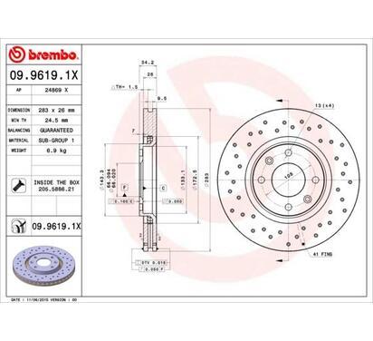 09.9619.1X
BREMBO
Tarcza hamulcowa
