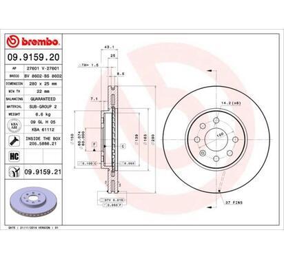 09.9159.21
BREMBO
Tarcza hamulcowa
