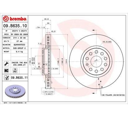 09.B635.11
BREMBO
Tarcza hamulcowa
