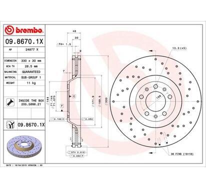 09.8670.1X
BREMBO
Tarcza hamulcowa
