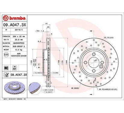 09.A047.3X
BREMBO
Tarcza hamulcowa
