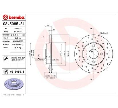 08.5085.31
BREMBO
Tarcza hamulcowa
