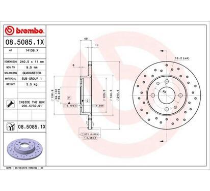 08.5085.1X
BREMBO
Tarcza hamulcowa
