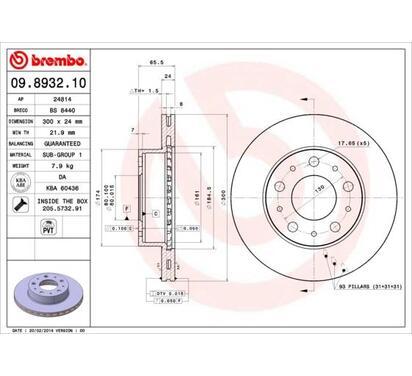 09.8932.10
BREMBO
Tarcza hamulcowa
