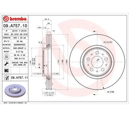 09.A757.11
BREMBO
Tarcza hamulcowa
