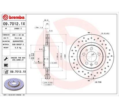 09.7012.1X
BREMBO
Tarcza hamulcowa
