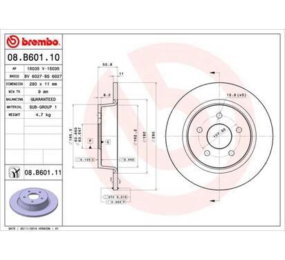 08.B601.11
BREMBO
Tarcza hamulcowa
