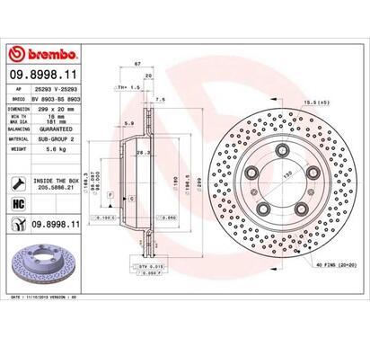 09.8998.11
BREMBO
Tarcza hamulcowa
