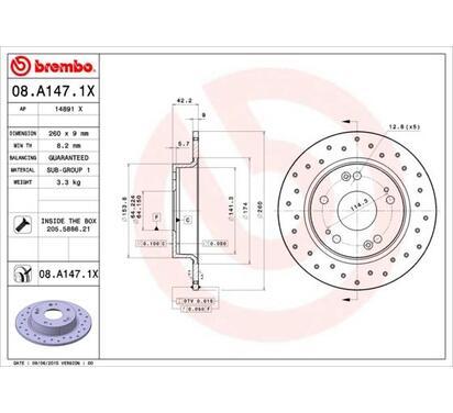 08.A147.1X
BREMBO
Tarcza hamulcowa
