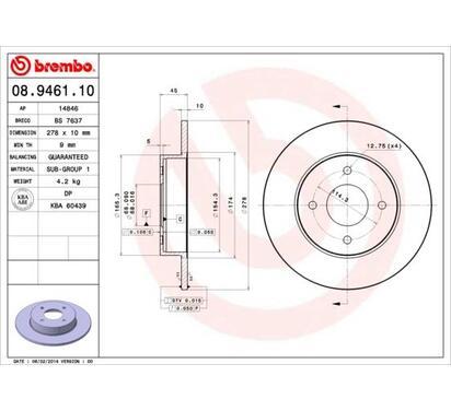 08.9461.10
BREMBO
Tarcza hamulcowa
