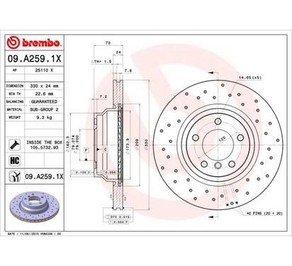 09.A259.1X
BREMBO
Tarcza hamulcowa
