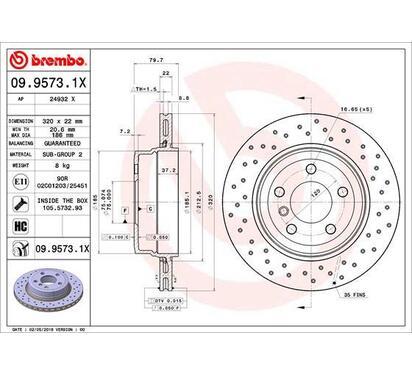 09.9573.1X
BREMBO
Tarcza hamulcowa
