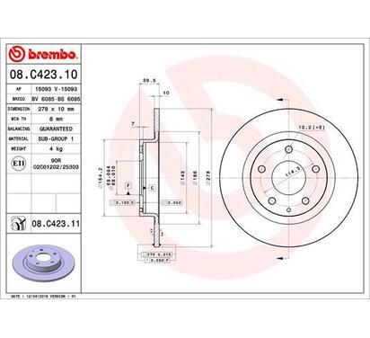 08.C423.11
BREMBO
Tarcza hamulcowa
