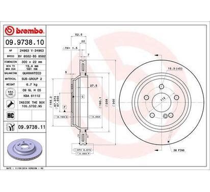 09.9738.11
BREMBO
Tarcza hamulcowa
