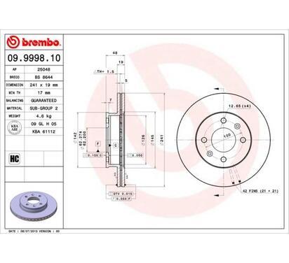 09.9998.10
BREMBO
Tarcza hamulcowa
