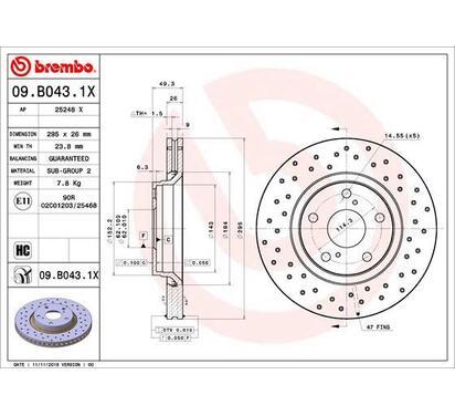 09.B043.1X
BREMBO
Tarcza hamulcowa
