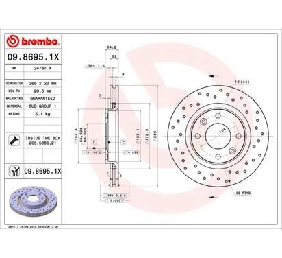 09.8695.1X
BREMBO
Tarcza hamulcowa
