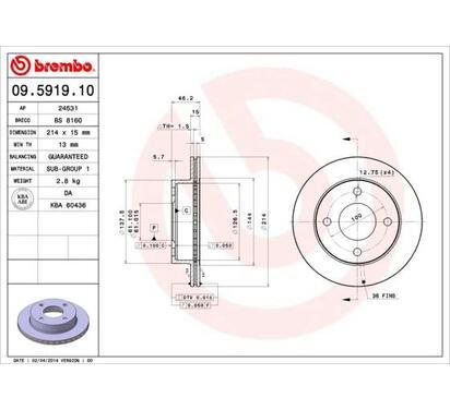 09.5919.10
BREMBO
Tarcza hamulcowa
