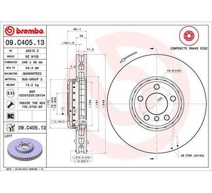 09.C405.13
BREMBO
Tarcza hamulcowa
