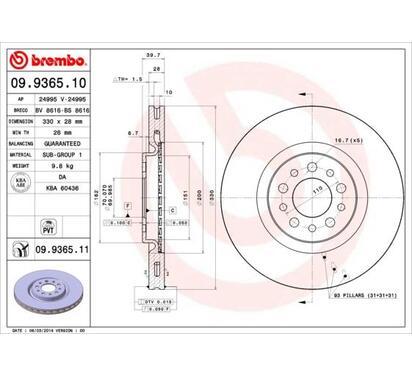 09.9365.11
BREMBO
Tarcza hamulcowa
