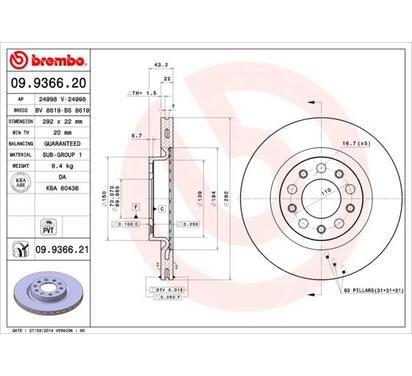 09.9366.21
BREMBO
Tarcza hamulcowa
