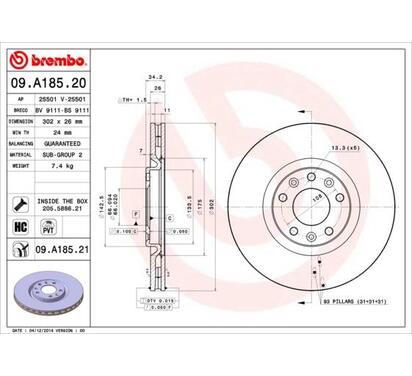 09.A185.21
BREMBO
Tarcza hamulcowa
